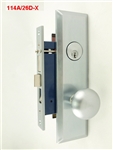 Maxtech (Marks 114A/26D Like) Right Hand, Wide Face Plate, Heavy Duty Satin Chrome 26D Mortise Entry Lockset, Screwless Knobs Thru Bolted Lock Set
