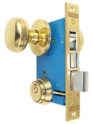 Maxtech RHR (Like Marks 22AC/3-W-RHR) Polished Brass Finish Right Hand Reverse Double Cylinder Iron Gate Ornamental Mortise Lockset with 2-1/2" Backset