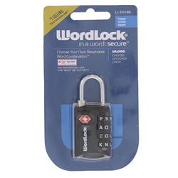 Wordlock LL-203-BK Black Resettable 4 Dial Combination TSA Approved Luggage Lock Padlock