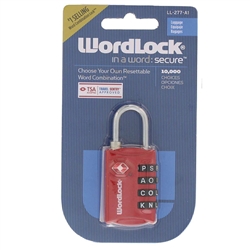 Wordlock LL-277-A1 Resettable 4 Dial Combination TSA Approved Luggage Lock Padlock 1 Assorted Color Per Order (Red, Black & Silver)