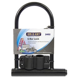 Em-D-Kay 2452 Medium U-Bar Lock With Hardened Shackle And Mounting Bracket