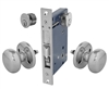 Em-D-Kay (Like Marks 22AC/26D-W-RH), Satin Chrome 26D, Right Hand Reverse, Ornamental Knob Rosette Mortise Entry Lockset Iron Gate Door Double Cylinder Lock Set, 2-1/2" Backset, 1" X 7-1/8" Faceplate