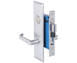 Em-D-Kay (Like Marks Metro 116A/26D) 7114RDC Satin Chrome 26D, Right Hand Entrance, Heavy Duty Mortise Entry Screwless Lever Handle Lockset Thru Bolted, 2-1/2" Lock Set