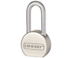 EM-D-KAY (Like American Lock 701) 910KD Satin Nickel Finish Solid Steel 2-1/2" Wide Hardened Steel Body Long Boron Shackle Padlock With 2" Verticle Shackle Clearance