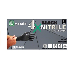 Emerald 4X Black 4 mil Nitrile Powder-Free Glove - Medium