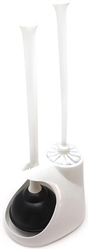 Plumb Tech PLN07 2 in 1 Toilet Plunger with Brush in a Caddy, White