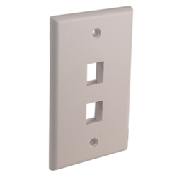 Quest NFP-1028 White 2 Port Keystone Double Gang Keystone Wall Plate For CAT5E RJ45 Inline Coupler 4.5" x 2.75" x 0.25"