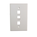 Quest NFP-5038 White 3 Port Keystone Triple Gang Oversized Keystone Wall Plate For CAT5E RJ45 Inline Coupler 4.875" x 4.75" x 0.25"