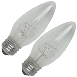 GE 18894, 25FM/AU 2 Pack 25W 120V Crystal Clear Decorative Flame Style Light Bulb