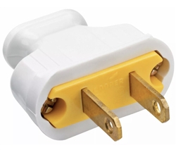 PASS & SEYMOUR 48643WPCC10 15A, 125V, White Thermoplastic Straight Blade Flat Plug, 2 Pole 2 Wire