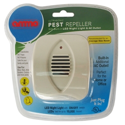 Ammo, PESR208X, Ultrasonic Delux Plug In Pest Repeller, With Built In Additional AC Outlet & LED Night Light