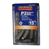 Tuff Stuff PH210015 Pack Of 15 s-2 Steel Phillips #2 Insert Bits x 1" Long With A Clear Plastic Dispencer.