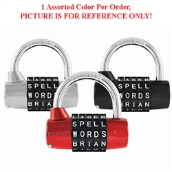 Wordlock PL-001-A1 Resettable 5 Dial Combination Padlock 1 Assorted Color Per Order (Black, Red & Silver)