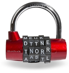 Wordlock PL-002-RD Red 5 Dial Combination Resettable Padlock