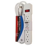 Power Play Products PP-16106MS White 6 Outlet Surge Protector with 250 Joules And 6' Foot Cord