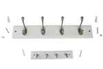 Stanley S804-344 Decorative 18" Satin/white Hook Rail Coat Rack Utility Storage 4 Flared Top Hooks + 9" Combo