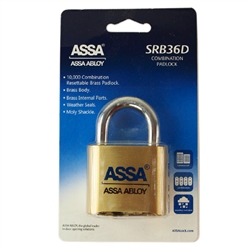 Assa SRB36 Brass Body 1" Shackle 4-Dial Combination Padlock