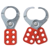 Master Lock 421 Steel Lockout Hasp With 1-1/2" Jaw Clearance And A Red Vinyl Coated Handle