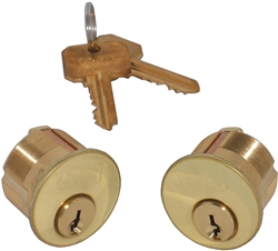 Marks 2122/3-A US3 Brass Solid Replacement Keyed Alike Pair of 15/16" Mortise cylinders Lock for Iron gate Doors