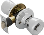 Tuff Stuff T03PCA Polished Chrome US26 Tulip Knob Privacy Lockset With Adjustable Backset