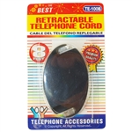 Trisonic TE-100B Black 8' Retractable Telephone Cord