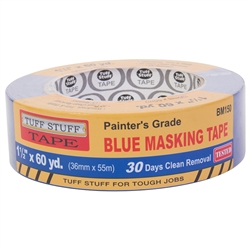 TUFF STUFF TAPE, 1-1/2" x 60 YD, 48mm x 55m, Painter's Grade Blue Masking Tape, 30 Days Clean Removal, UV Resistant