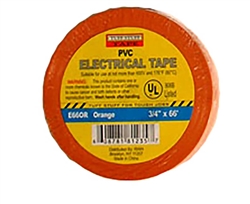 Tuff Stuff Tape Orange 3/4" X 60' PVC Electrical Tape UL Listed