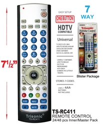 Trisonic TS-RC411 Universal 6 Way Remote Control HDTV Compatible one Button Programming Stores 6 Codes