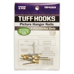 Tuff Stuff, TSF41510, Tuff Hooks, 8 Piece Assorted, Blue Steel Case Hardened Picture Hanger Nails