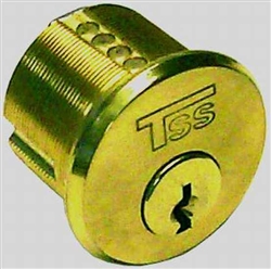 TSS, TSS220523, US3 Polished Brass, Solid Brass Replacement 1-1/4" Mortise Cylinder Lock, Segal Keyway