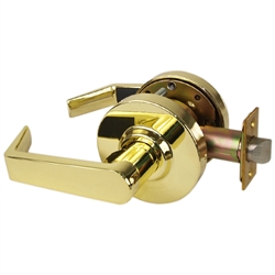 Em-D-Kay TSSL20003 Polished Brass US3 Passage Hall & Closet Grade 2 Commercial Cylindrical ADA Angled Lever Lockset