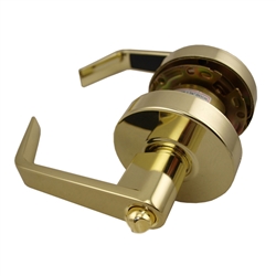 Em-D-Kay TSSL30003 Polished Brass US3 Privacy Bed & Bath Grade 2 Commercial Cylindrical ADA Angled Lever Lockset