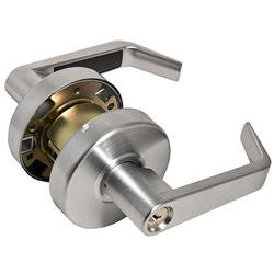 Em-D-Kay TSSL45026 (Like Trans Atlantic DX-LSV80-R) Satin Chrome US26D Always Locked Vestibule Storeroom Grade 2 Commercial Cylindrical ADA Angled Lever Lockset