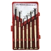Tuff Stuff 90006 6 Piece Precision Screwdriver Set With Plastic Case, Contents: Phillips #0, #1; Slotted 1.4mm, 2mm, 2.4mm & 3mm. Swivel head handles designed for stable one hand operation. Ideal for jewelry electronics, and other fine work.