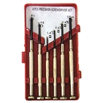 Tuff Stuff 90006 6 Piece Precision Screwdriver Set With Plastic Case, Contents: Phillips #0, #1; Slotted 1.4mm, 2mm, 2.4mm & 3mm. Swivel head handles designed for stable one hand operation. Ideal for jewelry electronics, and other fine work.