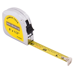 Tuff Stuff 91606 Chrome 1/2" X 6' Power Tape Measure Rule, A two rivet end hook can stand up to repeated use, Cast-metal case is durable and suitable for heavy-duty use, Ideal for measuring materials and distances up to 6 ft.