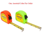 Tuff Stuff 91612 Orange and Green Neon Color 5/8" X 12' Power Tape Measure Rule (1 Assorted Color Per Order), A two rivet end hook can stand up to repeated use, Ideal for measuring materials and distances up to 12 ft.