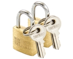 Tuff Stuff 3075X2 3/4" Solid Brass Body Padlock Twin Pack Keyed Alike With 4 Keys