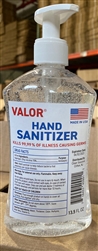 Valor Hand Sanitizer 70% Alcohol 13.5 fl oz With Pump Made In USA