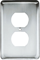 Brainerd, W10249-PC-U, Polished Chrome, Stamped, Round, 1 Gang, Duplex Wall Plate, Steel