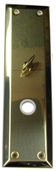 Progressive Hardware 2023/3 Polished Brass US3 Escutcheon Plate 2-3/4" X 10" Knob Hole And Turn Piece, For Marks Mortise Lock