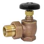 1-1/4" Brass Radiator Steam Angled Valve with Ground Joint Union Tailpiece and Nut - IPS