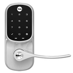 Yale YRL226-NR-619 Satin Nickel US15 Real Living Assure Lock Key Free Touchscreen Lever Lock With Key Override