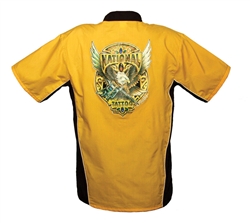 Yellow/Black National Tattoo Bowling Shirt MEDIUM