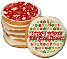 Holiday Greeting 3.5" Round Cookies, Personalized