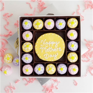 Cake Truffles Mother's Day, Gift Box of 16 with Hand Decorated Cookie