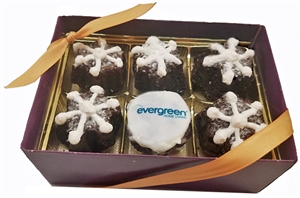 Brownie Bites - Snowflakes Design with Logo, Box of 6