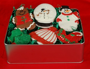 Hand Dec. Holiday Cookie Gift Tin