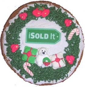 Hand Dec. Wreath Cookie Personalized, EA