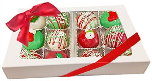 Mini Cake Truffles - Holiday Designs, Gift Box of 12